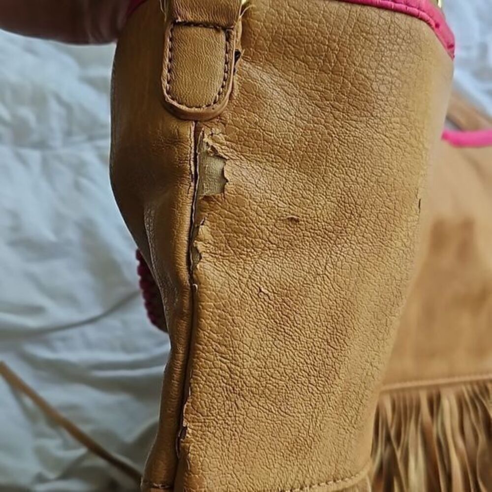 Steve Madden Pink and Tan Shoulder Bag with Fringe - Picture 13 of 16